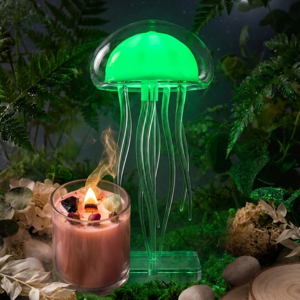 Glow & Chill Bundle — Jellyfish Lamp + Crystal Candle